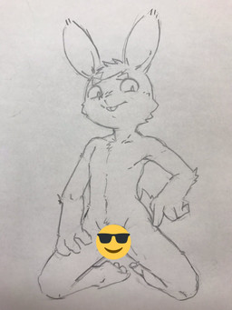 4_fingers anthro buckteeth censored_genitalia creative_censorship emoji eyebrows fingers gesture hand_gesture looking_at_viewer male nude_male pointing pointing_at_self smug solo teeth young young_anthro young_male nekotanyanneko lagomorph leporid mammal rabbit 2020 3:4 censored hi_res