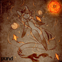 ambiguous_gender anthro d20 dice ears_up floating floating_on_water holidays lily_pad long_tail lying on_back orange_dice outside plant pond relaxation relaxing smile tail water wysdrem halloween fish marine unknown_species 1:1 hi_res