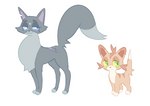 brown_body brown_fur duo female feral fur grey_body grey_fur scar simple_background tail white_background conditional_dnp labbit_(artist) warriors_(book_series) bluestar_(warriors) sandstorm_(warriors) domestic_cat felid feline felis mammal