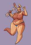 alcohol anthro bedroom_eyes beer beverage big_breasts breasts clothed clothing drunk female narrowed_eyes overweight seductive short_stack sketchy slightly_chubby solo stain stained_clothing substance_intoxication topless dracozhilla undertale undertale_(series) drunk_bun_(undertale) human humanoid lagomorph leporid mammal rabbit hi_res sketch
