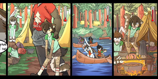anthro black_border boat border bottomwear clothed clothing dialogue female fire food forest fur group hair larger_male loli male male/female muscular muscular_male narrow_hips open_mouth outside pants plant river size_difference sleeping smaller_female teeth tent text thin_calves thin_legs thin_thighs tomboy tree vehicle watercraft young young_anthro domovoi_lazaroth camp_pines kian_(seff) noodle_(domovoi_lazaroth) canid canine canis domestic_cat felid feline felis lagomorph leporid mammal rabbit wolf 2017 comic digital_media_(artwork) english_text shaded