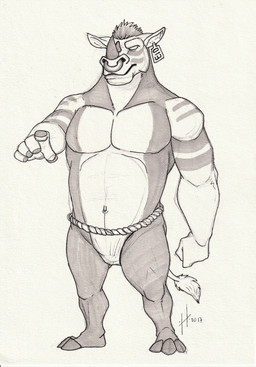 anthro clothed clothing ear_piercing ear_tag empty_eyes facial_horn facial_markings facial_piercing front_view hair head_markings horn male male_anthro markings mouth_closed muscular muscular_anthro muscular_male narrowed_eyes navel nose_horn nose_piercing nose_ring overweight overweight_anthro overweight_male pecs piercing ring_piercing septum_piercing septum_ring short_hair simple_background solo standing striped_arms striped_face stripes tail tail_tuft topless tuft hufnaar mammal rhinoceros absurd_res full-length_portrait hi_res monochrome portrait