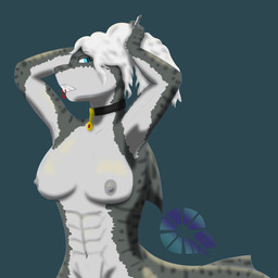 anthro blue_eyes breasts choker clothed clothing female gwen_farshor hair herm intersex jewelry looking_at_viewer necklace nipples ponytail pose simple_background solo three-quarter_view topless topless_female white_hair the_frothy_raptor aquatic fish requiem_shark shark tiger_shark 1:1 absurd_res digital_media_(artwork) digital_painting_(artwork) half-length_portrait hi_res painting_(artwork) portrait