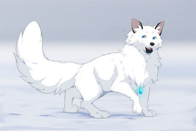 ambiguous_gender black_markings black_nose blue_eyes claws fangs feral fur jewelry looking_away markings necklace necklace_only nude open_mouth outside snow solo tail teeth whiskers white_body white_claws white_fur white_tail azzai arctic_fox canid canine fox mammal true_fox 2020 3:2 colored digital_drawing_(artwork) digital_media_(artwork) shaded