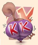 anthro bent_over big_butt bottomwear brown_body brown_fur butt butt_focus clothing female fur huge_butt huge_hips letter looking_at_viewer looking_back solo tail thick_thighs tight_bottomwear tight_clothing wide_eyed wide_hips crowundeadcat nickelodeon spongebob_squarepants sandy_cheeks mammal rodent sciurid tree_squirrel 2025 hi_res