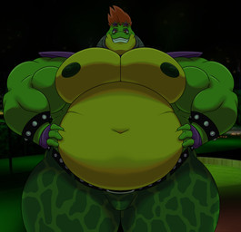 anthro biceps big_muscles big_pecs eyewear front_view glasses green_body hair huge_muscles huge_thighs looking_at_viewer looming looming_over male mohawk musclegut muscular muscular_male nipples pecs red_hair smile smug_grin solo sunglasses thick_thighs triceps randomheck randomrusso five_nights_at_freddy's five_nights_at_freddy's:_security_breach scottgames steel_wool_studios montgomery_gator alligator alligatorid crocodilian reptile scalie 2023 absurd_res hi_res