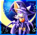 alternative_fashion anthro blue_eyes boots breasts cleavage clothed clothing dress female footwear goth hair hat headgear headwear magic_user membrane_(anatomy) membranous_wings moon shoes solo star white_hair wings witch witch_hat sash0 ziyoling sega sonic_the_hedgehog_(series) rouge_the_bat bat mammal 2005