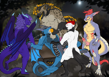 anal anal_penetration animal_genitalia animal_penis anthro anthro_on_anthro anthro_penetrated anthro_penetrating anthro_penetrating_anthro anthro_penetrating_male balls beak black_body blue_body bodily_fluids butt claws collar cum cum_in_ass cum_in_mouth cum_inside cum_while_penetrated cumshot ejaculation erection feathers feet fellatio forest fur gangbang genital_fluids genitals green_eyes group group_sex hair handjob horn knot male male/male male_anthro male_on_anthro male_penetrated male_penetrating male_penetrating_anthro male_penetrating_male masturbation membrane_(anatomy) membranous_wings moon muscular muscular_male nature nature_background night nude oral oral_penetration orange_genitals orgasm orgy outside paws penetration penile penile_penetration penis pink_genitals pink_penis plant purple_body purple_eyes purple_genitals purple_hair purple_penis red_body scales sex tail toes tongue tongue_out tree white_body wings yellow_body yellow_eyes yellow_genitals yellow_tongue lerkodtt ark_survival_(series) european_mythology mythology adieuyeen amir_(lerou) dark-star_(procyon) iris_(irisiriska) layvan avian bird dragon hyena mammal managarmr mythological_creature mythological_scalie picid scalie western_dragon woodpecker 2025 absurd_res digital_media_(artwork) hi_res