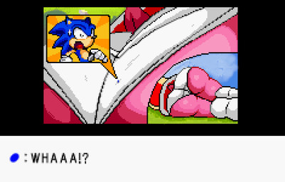 anthro big_butt bottomwear butt clothing extreme_size_difference female footwear glistening glistening_butt grass_field larger_female lying macro male micro paneling panties size_difference skirt smaller_male socks surprised tail text_box underwear white_clothing white_panties white_underwear sabs sega sonic_advance_2 sonic_the_hedgehog_(series) amy_rose sonic_the_hedgehog eulipotyphlan hedgehog mammal digital_media_(artwork) pixel_(artwork)