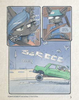 anthro banter car clothed clothing dialogue driving duo ear_piercing eyebrow_piercing facial_piercing female fishing_hat freckled_face freckles inside_car inside_vehicle male outside piercing speech_bubble text topwear vehicle ratcha rick_(ratcha) rina_(ratcha) avian bird canid canine fox mammal comic digital_media_(artwork) english_text hi_res brother_(lore) brother_and_sister_(lore) sibling_(lore) sister_(lore)