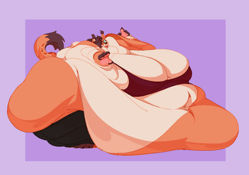 anthro arm_rolls back_rolls belly belly_rolls big_belly big_breasts big_butt big_cheeks blobby breasts butt chubby_cheeks double_chin fat_rolls female huge_belly huge_breasts leg_rolls morbidly_obese neck_rolls obese overweight solo boot_(artist) lorejuniper lore_(lorejuniper) domestic_cat felid feline felis hybrid lynx maine_coon mammal trans_(lore) trans_woman_(lore)