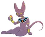 5_fingers 5_toes anthro barefoot beverage bracelet feet fingers flaccid genitals jewelry male mostly_nude navel penis purple_body soda solo toes yellow_eyes tbid dragon_ball dragon_ball_super dragon_ball_z beerus alien domestic_cat felid feline felis mammal hi_res