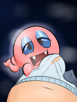 ambiguous_gender bedroom_eyes blue_eyes bottomwear bulge clothing duo fangs female first_person_view looking_at_viewer looking_down looking_down_at_partner makeup male male/female male_pov mascara narrowed_eyes pants seductive smile teeth tenting underwear cung mario_bros nintendo super_mario_sunshine boo_(mario) boo_block ghost human mammal spirit waddling_head 3:4 absurd_res hi_res