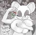 anthro bat big_breasts breasts christmas covering covering_breasts female hi_res holidays huge_breasts jenokamui mammal mistletoe nude one_eye_closed plant rouge_the_bat sega simple_background smile solo sonic_the_hedgehog_(series) text wings wink