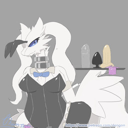 after_orgasm anthro anthrofied blue_eyes bodily_fluids bunny_costume buttplug clitoris clothing condom costume crotchless_clothing egg_vibrator fake_ears fake_rabbit_ears female genital_fluids genitals looking_at_viewer lube orgasm penetration plug_(sex_toy) pokemorph sex_toy sex_toy_in_vagina sex_toy_insertion sex_toy_under_clothing sexual_barrier_device simple_background solo standing vaginal vaginal_fluids vaginal_penetration vibrator vibrator_in_vagina vibrator_under_clothing vulva zipper dengon nintendo pokemon generation_5_pokemon legendary_pokemon pokemon_(species) reshiram 1:1 2d_animation animated frame_by_frame low_res