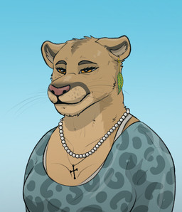 anthro blouse chain clothing female jewelry mature_anthro mature_female necklace outside standing topwear thathornycat capitoline_ranch flora_(capitoline_ranch) cougar felid feline mammal pantherine colored hi_res shaded sketch