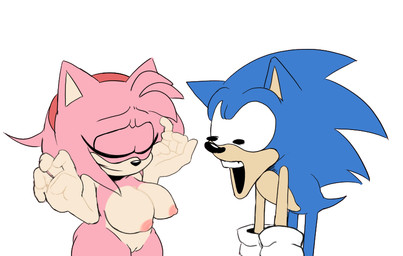 accessory anthro bare_hands big_breasts blue_body blue_fur breasts clothing duo eyes_closed female fur gaping_mouth genitals gloves grin hair_accessory hairband handwear leaning leaning_forward male nipples nude nude_female open_mouth pink_body pink_fur pink_nipples shocked smile surprised tail tan_body tan_skin vulva caminacarro4000 sega sonic_the_hedgehog_(series) amy_rose sonic_the_hedgehog eulipotyphlan hedgehog mammal