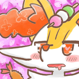 ambiguous_anthro ambiguous_gender anthro bodily_fluids cherry_blossom close-up dango_(food) drooling flower food food_on_head front_view heart_eyes heart_symbol object_on_head open_mouth plant prunus_(flower) saliva shrimp_(food) snout solo annyui0611 nintendo pokemon braixen canid generation_6_pokemon mammal pokemon_(species) 1:1 2022 digital_drawing_(artwork) digital_media_(artwork) headshot_portrait hi_res japanese_description portrait translated_description