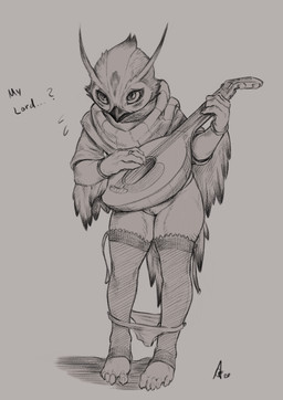 5_toes anthro beak biped blush clothed clothing dialogue exposed feathers feet female fingers genitals grey_background holding_object legwear lute musical_instrument panties panties_down partially_clothed playing_music plucked_string_instrument ring simple_background solo standing string_instrument text thigh_highs toes underwear underwear_down vulva wardrobe_malfunction crestfallenartist avian bird 2020 english_text graphite_(artwork) greyscale hi_res monochrome signature traditional_media_(artwork)