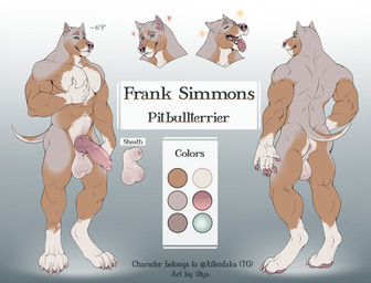 animal_genitalia anthro anus balls facial_piercing fully_sheathed genitals knot knotted_penis male muscular muscular_male nose_piercing penis piercing sheath solo text utya canid canine canis domestic_dog mammal pit_bull absurd_res english_text hi_res model_sheet
