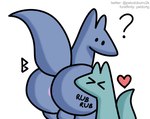 anthro anus anus_peek balls barely_visible_balls barely_visible_genitalia big_butt big_tail blue_body blue_fox_(foxes_in_love) butt butt_rubbing canid canine confusion duo fox foxes_in_love genitals green_body green_fox_(foxes_in_love) heart_symbol huge_butt male male/male male_(lore) mammal nuzzling peludoburro pink_anus romantic romantic_couple simple_coloring simple_eyes simple_face tail trans_(lore) trans_man_(lore)