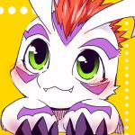 1:1 ambiguous_gender bandai_namco blush claws digimon digimon_(species) digital_media_(artwork) fangs gomamon kensan long_ears low_res mammal marine mohawk pinniped simple_background solo teeth yellow_background