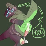 anthro armwear blush bodily_fluids butt clothing cum cum_drip dripping femboy genital_fluids leaking_cum legwear machine male pawpads solo spread_butt spreading thigh_highs bread_stix protogen hi_res