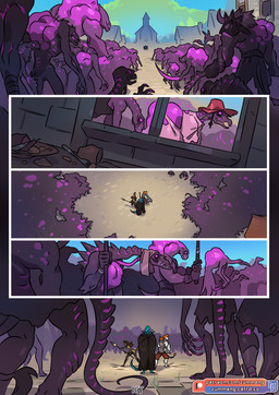 ambiguous_gender anthro axe battle_axe blue_body brown_body brown_fur brown_hair female fur grey_body grey_fur hair hooded_cloak invasion male melee_weapon orange_hair outside polearm pseudo_hair purple_body purple_eyes spear surrounded tentacle_hair tentacles village weapon zummeng alexander_(zummeng) leopold_(zummeng) miralle ambiguous_species cephalopod coleoid deity demon domestic_cat felid feline felis lion mammal marine mollusk monster octopodiform pantherine reptile scalie undead zombie hi_res