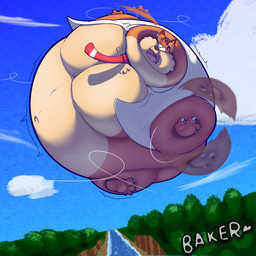 air_inflation anthro belly big_belly body_inflation clothing collared_shirt dress_shirt flailing floating inflation male navel necktie open_mouth outside pink_tongue red_necktie scared shirt solo spherical_inflation tongue topwear white_clothing white_shirt white_topwear bakertheskunk theinflatingskunk bubsy_(series) bubsy_4d bubsy_bobcat bobcat domestic_cat felid feline felis lynx mammal 1:1 hi_res