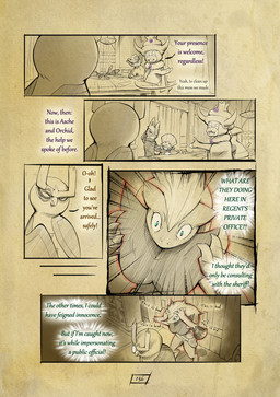 anthro biped blue_eyes claws clothing dialogue eyewear green_eyes hair hand_on_head hat headgear headwear illusion long_hair monocle nervous open_mouth outline page_number paws red_eyes red_outline shrunken_irises text wings truescorn nintendo pokemon pokemon_mystery_dungeon shadows_for_hire spike_chunsoft asche_(truescorn) clarity_(truescorn) orchid_(truescorn) generation_2_pokemon generation_3_pokemon generation_4_pokemon generation_5_pokemon grumpig lucario noctowl pokemon_(species) slowking weavile zoroark 2025 comic english_text hi_res