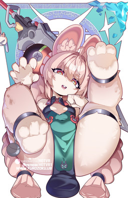 anthro braided_hair butt clothed clothing eyelashes feet female fingers green_clothing hair inner_ear_fluff looking_at_viewer lying melee_weapon on_back pupils solo toes tuft weapon hotvr_(artist) mihoyo zenless_zone_zero zhao_(zenless_zone_zero) lagomorph leporid mammal rabbit hi_res