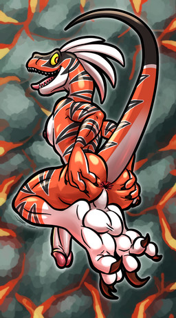anthro anus areola backsack balls butt butt_grab feet fingers genitals half-erect hand_on_butt humanoid_genitalia humanoid_penis looking_at_viewer looking_back male nipples nude open_mouth pecs penis presenting presenting_anus smile solo spread_butt spreading tail toes tongue tongue_out bassybefuddle conditional_dnp primal_rage talon_(primal_rage) dinosaur dromaeosaurid prehistoric_species reptile saurischian scalie theropod velociraptor digital_media_(artwork) hi_res