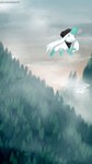 blue_hair flying fog forest fur hair male plant solo sunrise tree white_body white_fur nintendo pokemon nico_(screamoshaymin) generation_4_pokemon legendary_pokemon pokemon_(species) shaymin shiny_pokemon sky_forme_shaymin 9:16 absurd_res digital_media_(artwork) digital_painting_(artwork) hi_res painting_(artwork)