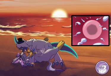 beach belly big_belly bodily_fluids clothing cum cum_inflation cum_inside digit_ring egg eyewear feet female feral genital_fluids glasses hat headgear headwear impregnation inflation internal jewelry knot male nipples ovum paws penetration pregnant pregnant_female pregnant_feral ring sperm_cell tattoo toe_ring toes vaginal vaginal_penetration hyperchibiabsol nintendo pokemon absol canid canine eeveelution generation_3_pokemon generation_4_pokemon glaceon mammal pokemon_(species) absurd_res hi_res
