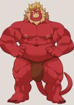 2_horns abs anthro biceps biped black_nails bulge clothing colored_nails detailed_bulge horn male male_anthro muscular muscular_anthro muscular_male nails nipples pecs plantigrade red_body red_skin solo tail underwear othukimi gardie_(otukimi) demon hi_res