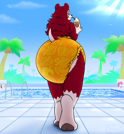 anthro big_diaper clothed clothing diaper diaper_fetish diaper_only female rear_view solo swimming_pool topless water wearing_diaper mapimoo_(artist) autumn_able fan_character eulipotyphlan hedgehog mammal absurd_res digital_media_(artwork) hi_res