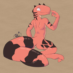 2_toes animal_genitalia anthro anus feet femboy genital_slit genitals male red_body red_skin solo tattoo teasing toes rambunctiouslizard rebal_(malicious) lizard reptile scalie 1:1 hi_res