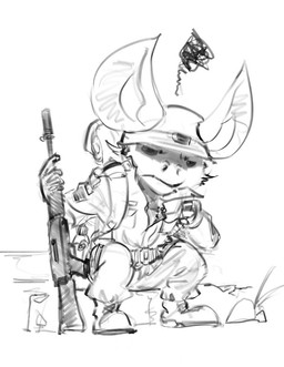 anthro armor bat_ears bottomwear clothed clothing footwear fur gun headgear helmet holding_gun holding_object holding_ranged_weapon holding_weapon jacket looking_at_viewer male pants ranged_weapon shirt shoes simple_background sitting solo topwear tuft weapon neungsonie battery_(neungsonie) bat desert_long-eared_bat mammal wingless_bat monochrome sketch