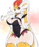 anthro big_breasts blush breasts clothed clothing collar female heart_eyes heart_symbol long_ears solo thick_thighs togetoge nintendo pokemon cinderace generation_8_pokemon gigantamax_cinderace gigantamax_pokemon pokemon_(species) absurd_res hi_res