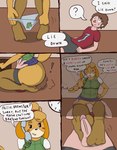 2019 absurd_res animal_crossing anthro balls big_butt biped blush bodily_fluids breasts butt candy_tooth_(artist) canid canine canis circumcised clock clothed clothing clothing_around_legs clothing_pull comic conjoined_speech_bubble cord cunnilingus dialogue domestic_dog dominant dominant_female duo electronics english_text erection exclamation_point facesitting feet female female_on_top foot_fetish foot_play footjob front-print_panties fur genitals hi_res highlighted_text human human_on_anthro humanoid_genitalia humanoid_penis humor interspecies isabelle_(animal_crossing) landline_phone legwear male male/female male_on_bottom mammal medium_breasts multitasking name_drop name_in_dialogue nintendo number number_print on_bottom on_top oral panties panties_around_legs panties_down panty_pull partially_clothed penis phone plantigrade print_clothing print_panties print_underwear pun question_mark sex shih_tzu sitting_on_another speech_bubble stockings sweat sweatdrop text toy_dog two-footed_footjob under_table underwear underwear_around_legs underwear_down underwear_pull vaginal villager_(animal_crossing) wall_clock wired_phone wordplay yellow_body yellow_fur