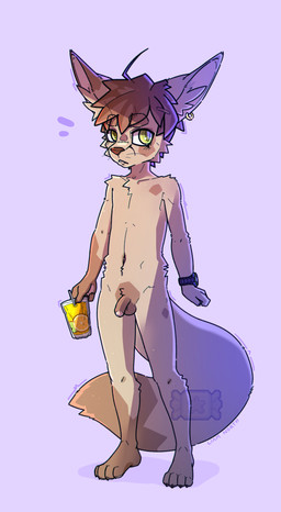 4_toes anthro balls beverage big_tail biped blue_background brown_balls brown_body brown_claws brown_eyebrows brown_fur brown_hair brown_markings brown_nose brown_penis brown_tail_tip casual_nudity claws clock countershade_balls countershade_fur countershade_genitalia countershade_penis countershading crotch_tuft dipstick_tail drinking_straw ear_piercing ear_ring eyebrow_through_hair eyebrows facial_markings feet finger_claws fingers flaccid fluffy fluffy_tail foreskin fur genitals glans gloves_(marking) green_eyes green_pupils hair head_markings holding_beverage holding_object inner_ear_fluff juice_(beverage) juice_box leg_markings long_tail looking_at_viewer male male_anthro markings multicolored_body multicolored_fur navel nude nude_anthro nude_male penis piercing pink_glans plantigrade pupils retracted_foreskin ring_piercing short_hair simple_background slim slim_anthro slim_male slit_pupils socks_(marking) solo standing tail tail_markings tan_body tan_fur tan_inner_ear_fluff tan_tuft teeth text thick_eyebrows toe_claws toes translucent translucent_hair tuft two_tone_body two_tone_fur urethra watch whiskers white_sclera wristwatch young young_anthro young_male nosecandy arctic_fox canid canine fennec_fox fox mammal true_fox 2025 absurd_res alternate_version_at_source character_name digital_drawing_(artwork) digital_media_(artwork) full-length_portrait hi_res portrait shaded watermark