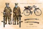 anthro bayonet bicycle canid canine canis clothing dante_kinkade english_text gun hat headgear headwear hi_res knife male mammal military military_cap military_uniform model_sheet puttees ranged_weapon rifle soldier solo text uniform vehicle warrior weapon wolf world_war_1 xussurix