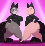 2018 absurd_res anthro belly big_butt blush bonnie_hopps breasts brown_eyes buckteeth butt clothed clothing cosplay crossover curvy_figure digital_media_(artwork) disney domestic_pig dress duo female footwear hi_res high_heels illumination_entertainment lagomorph leporid looking_at_viewer mammal mature_anthro mature_female open_mouth overweight overweight_female pink_nose purple_eyes rabbit rosita_(sing) shoes short_stack side_view sing_(movie) sssonic2 standing suid suina sus_(pig) teeth thick_thighs voluptuous wide_hips zootopia