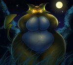 anthro belly big_belly breasts cocoa_(cheesecaker) curvy_figure electricity electrogenesis featureless_breasts featureless_crotch female generation_1_pokemon grass light looking_at_viewer moon moonlight night nintendo outside overweight overweight_female plant pokemon pokemon_(species) raichu robthehoopedchipmunk solo star thick_thighs voluptuous wide_hips