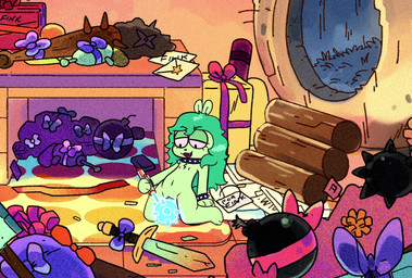 anthro baseball_bat bat_(object) bomb explosives female gun mace masturbation melee_weapon ranged_weapon solo sword text weapon weapon_penetration young bunnyqueen cartoon_network ok_k.o.!_let's_be_heroes fink_(ok_k.o.!_lbh) mammal murid murine rat rodent absurd_res english_text hi_res
