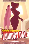 5_fingers anthro appliance bathrobe big_breasts breasts clothing female fingers humanoid_hands laundry_machine nipple_outline robe silhouette solo standing text marik_azemus34 disney goof_troop peg_pete domestic_cat felid feline felis mammal 2025 comic cover cover_art cover_page english_text hi_res