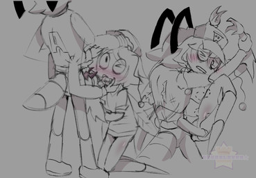 anthro anton_(funhouse) bruised femboy funhouse funhouse_(vibingleaf) funhouse_roblox hickey male male/male manny_(funhouse) cakeslover64 roblox ant arthropod humanoid hymenopteran insect mantis hi_res