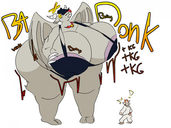 anthro breast_expansion breasts butt butt_expansion clothing duo expansion female growth looming macro male onomatopoeia sound_effects text torn_clothing nova_prowler angel bovid caprine goat mammal hi_res