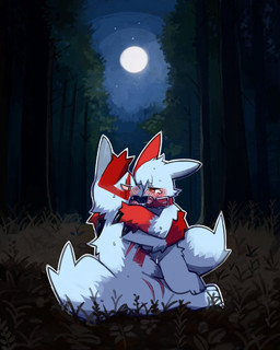 after_kiss anthro anthro_on_anthro anthro_penetrated anthro_penetrating anthro_penetrating_anthro biped blush bodily_fluids claws collar detailed_background digitigrade drooling duo eye_contact fangs female female_on_top female_penetrated fluffy fluffy_tail forest full_moon fur grass hands_on_shoulders hugging_during_sex intraspecies larger_anthro larger_male looking_at_another male male/female male_on_bottom male_penetrating male_penetrating_female moon multicolored_body multicolored_fur night on_bottom on_top open_mouth outline outside_sex penetration penile penile_penetration plant red_body red_eyes red_fur saliva saliva_on_tongue saliva_string scar sex side_view sitting size_difference sky slim slim_anthro slim_female slim_male smaller_anthro smaller_female sweat tail teeth tongue tongue_out tree two_tone_body two_tone_fur vaginal vaginal_penetration white_body white_fur white_outline pizademokttero nintendo pokemon generation_3_pokemon pokemon_(species) zangoose 2025 4:5 absurd_res digital_drawing_(artwork) digital_media_(artwork) hi_res