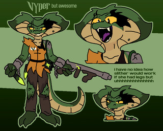 3_fingers 3_toes abstract_background anthro barefoot black_eyes blep bolas bottomwear breasts brown_bottomwear brown_clothing brown_pants chain claws clothed clothed_anthro clothed_female clothing cuff_(restraint) dagger eye_scar eyebrow_slit eyebrows facial_scar fangs feet female female_anthro finger_claws fingers green_body grin group gun holding_gun holding_knife holding_melee_weapon holding_object holding_ranged_weapon holding_weapon knife melee_weapon open_mouth open_smile orange_clothing orange_topwear pants partial_petrification prison_uniform purple_tongue ranged_weapon restraints scar shackles shirt smile snake_hood solo submachine_gun tail tank_top teeth text thick_tail toe_claws toes tongue tongue_out topwear torn_bottomwear torn_clothing torn_topwear weapon yellow_sclera couldbestella deadlock_(game) european_mythology greek_mythology mythology valve vyper_(deadlock) gorgon reptile scalie snake english_text hi_res multiple_images